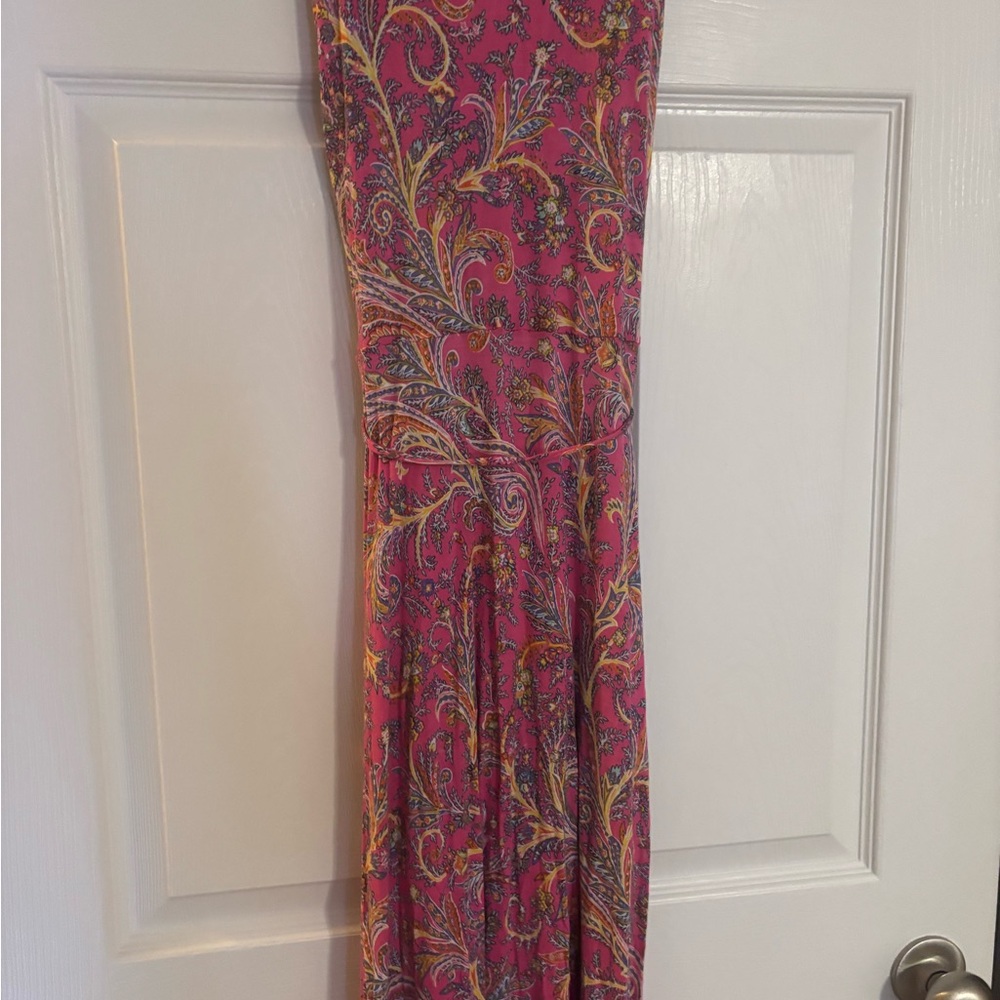 Sleeveles Pink Paisley Wrap Maxi Dress - Picture 4 of 4